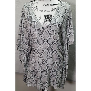 VIX Paula Hermanny Cover Up Women Small White Snake Print Sleeveless V Neck Logo